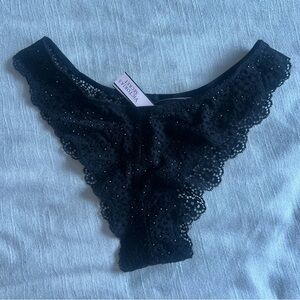 NWT Victoria's Secret Black Brazilian Lace Panties